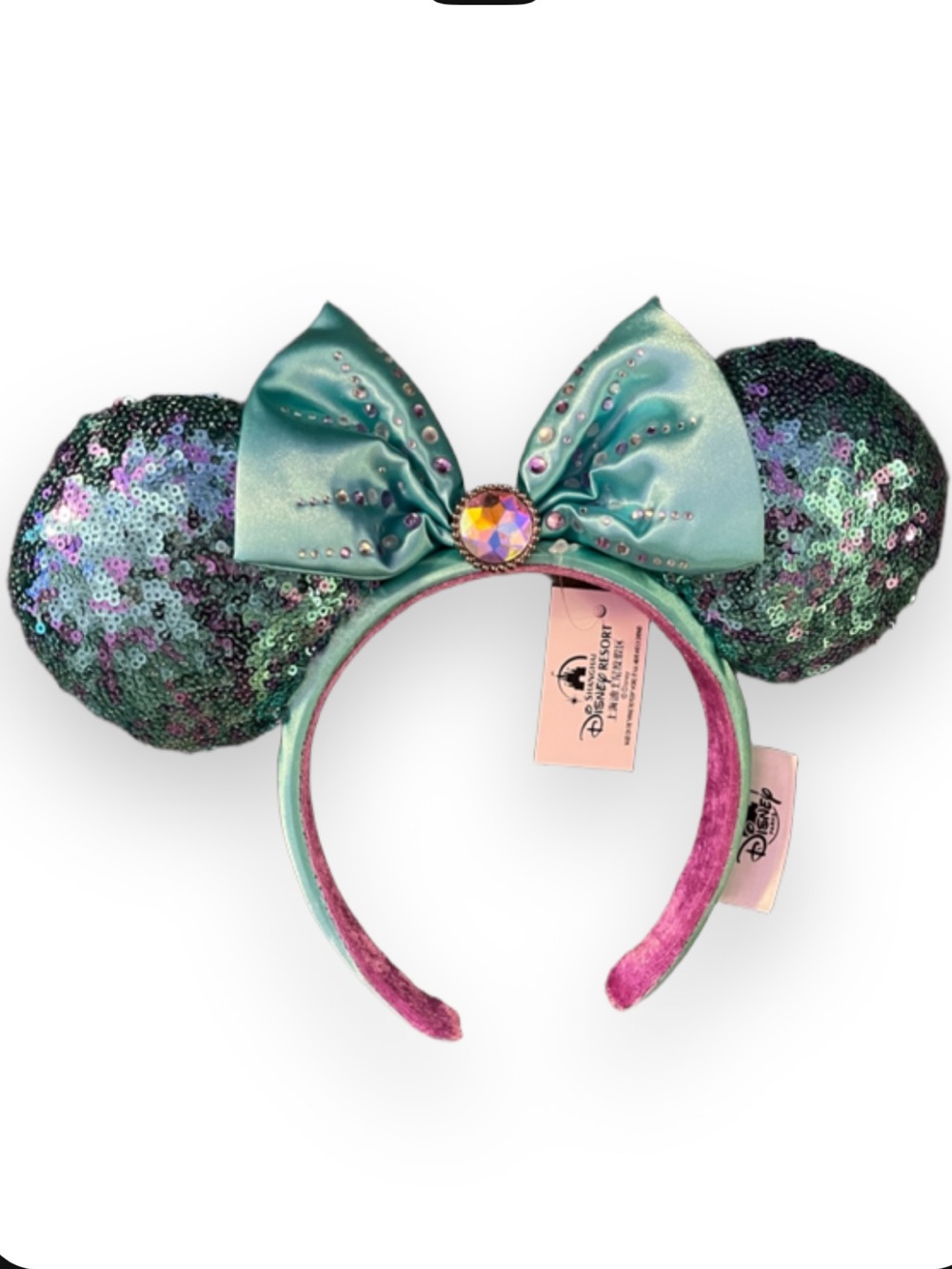 NWT DISNEY PARKS Little Mermaid Ariel Teal Sequin Bow Minnie Ears Headband